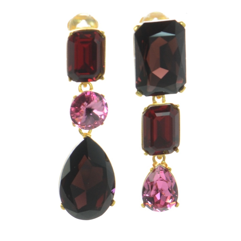 Oscar De La Renta Mismatched Bold Crystal Earrings